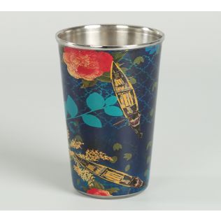 India Circus Blue Floral Lake Inception Steel Tumbler (Set of 2)