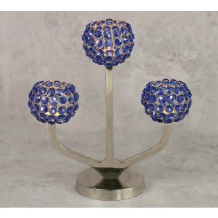India Circus Blue Globe Crystal Candle Holder