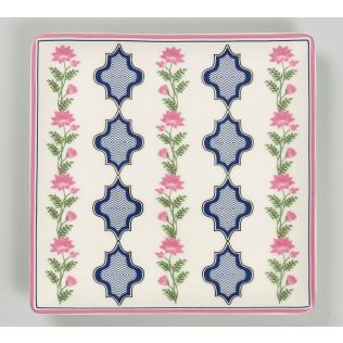 India Circus by Krsnaa Mehta Chevron Perching Peacock Small Platter