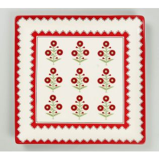 India Circus by Krsnaa Mehta Grey Poppy Flower Large Platter