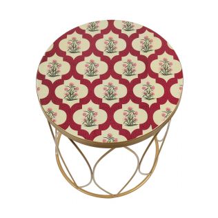 India Circus by Krsnaa Mehta Poppy Flower Scarlet Side Table