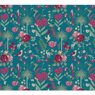 India Circus by Krsnaa Mehta Teal Floral Galore Wallpaper