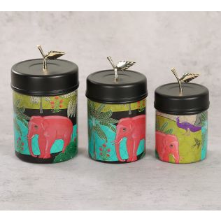 India Circus by Krsnaa Mehta Tropical Paradise Steel Container Set of 3