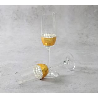 India Circus Gold Honeycomb Champagne Glass (Set of 2)