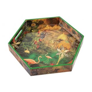 India Circus Mapping Animals Hexagon Serving Tray