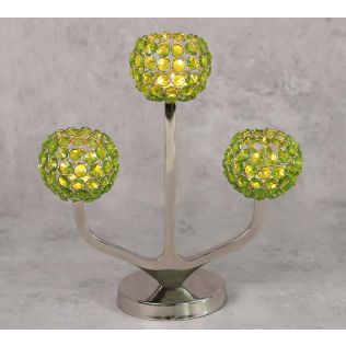 India Circus Olive Globe Crystal Candle Holder
