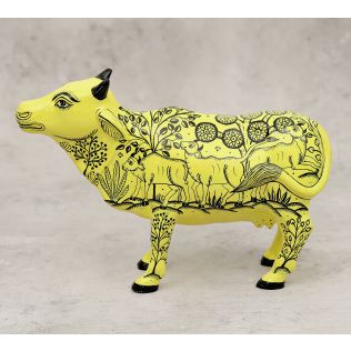 India Circus Pattachitra Art Yellow Cow