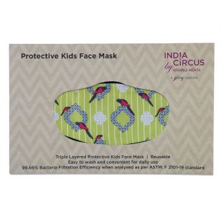 India Circus Peeking Parrots Lime Protective Face Masks for Kids