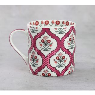 India Circus Pink Lattice Motifs Coffee Mugs Set of 6