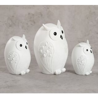 India Circus Pristine White Owl Figurine Set of 3