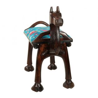 India Circus Teal Floral Galore Camel Pouffe