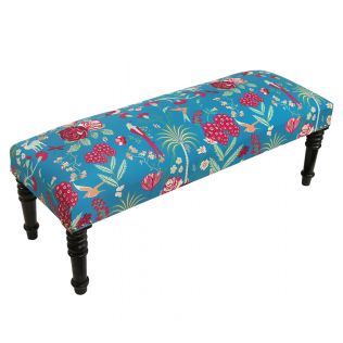 India Circus Teal Floral Galore Wooden Bench