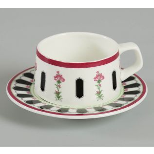 India Circus Appliqued Harmony Cup and Saucer (Set of 6)