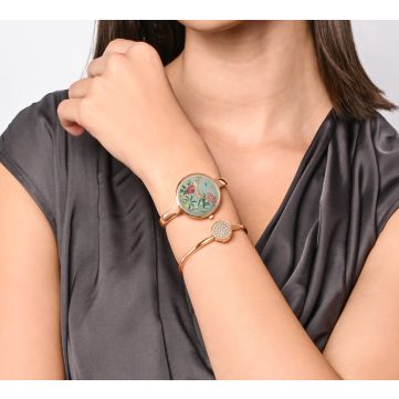 Gray Bouquet Wrist Watch with Bracelet