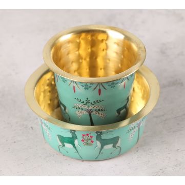 Mirroring Deer Garden Brass Coffee Tumbler Set