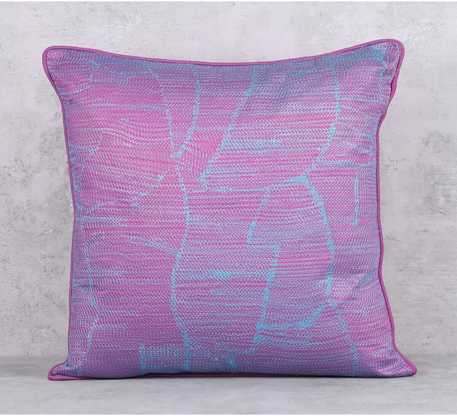 India Circus by Krsnaa Mehta Earth Celeste Textured Embroidered Cushion Cover