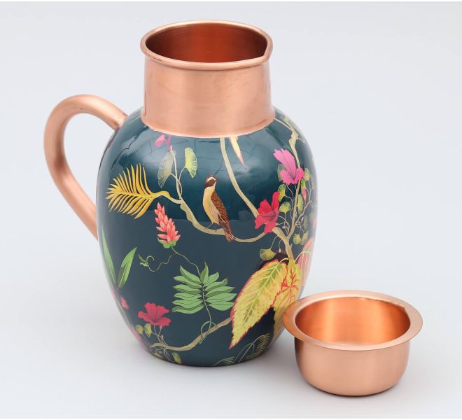 India Circus by Krsnaa Mehta Fronds and Florets Copper Jug Set