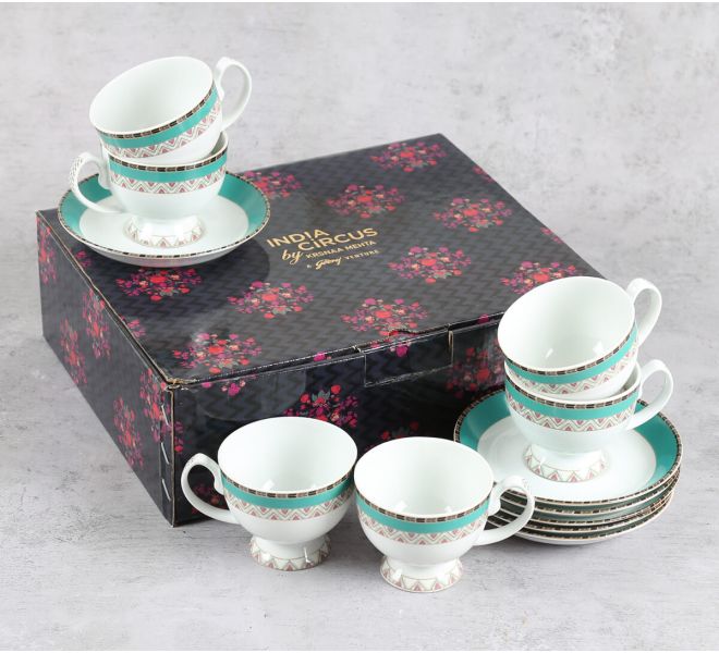India Circus by Krsnaa Mehta Grace Artistry Cup and Saucer Set of 6