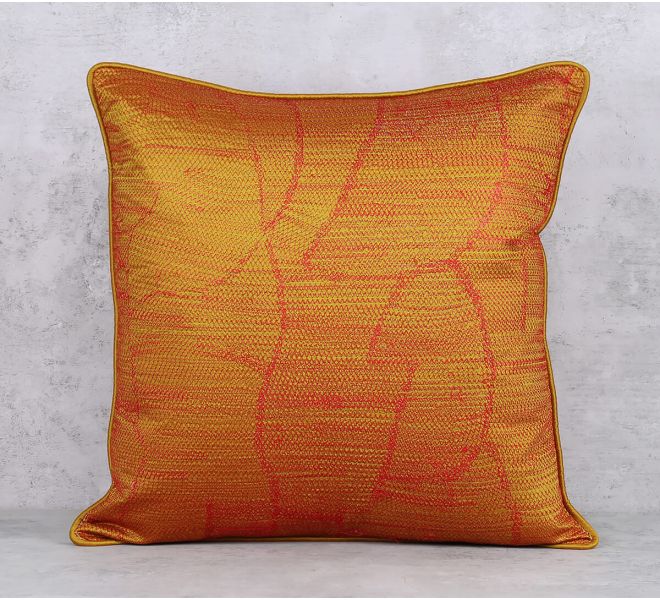India Circus by Krsnaa Mehta Mercury Celeste Textured Embroidered Cushion Cover