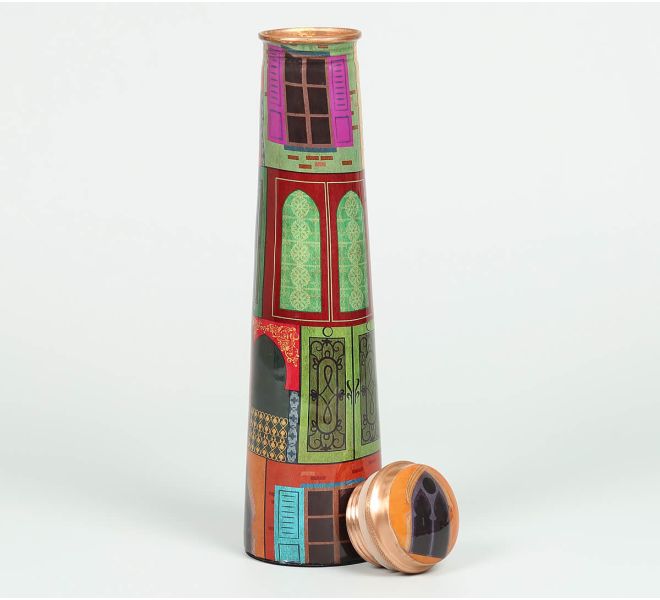 India Circus by Krsnaa Mehta Mughal Doors Reiteration Tapered Copper Bottle