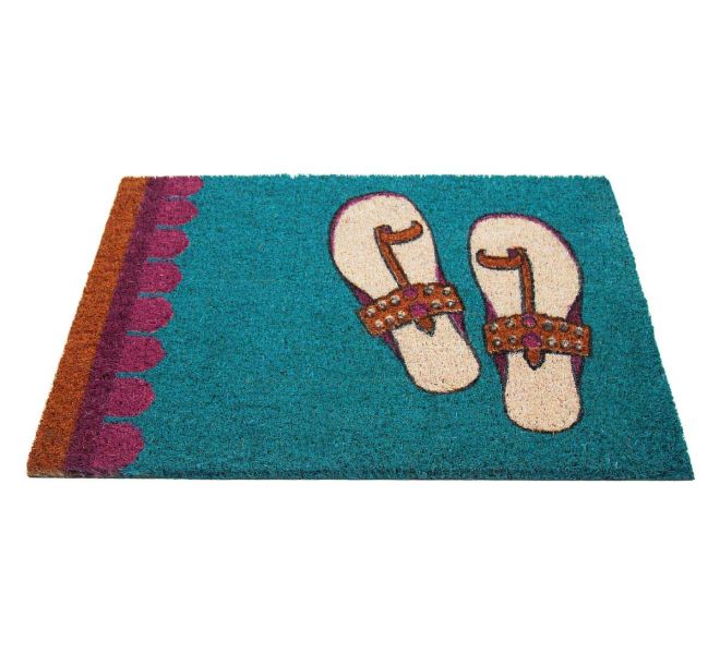 India Circus by Krsnaa Mehta Funky Slippers Teal Doormat