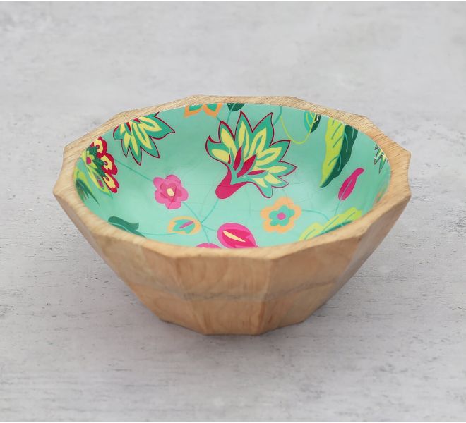 India Cricus by Krsnaa Mehta Neon Cyanic Pop Burst Small Wooden Bowl