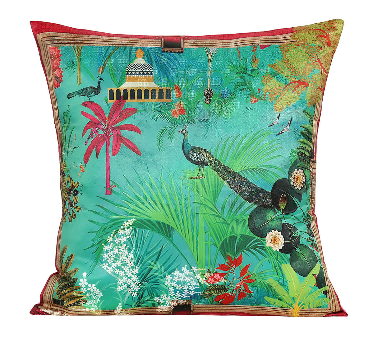 Floral Mystique Satin Blend Cushion Cover Set of 5 