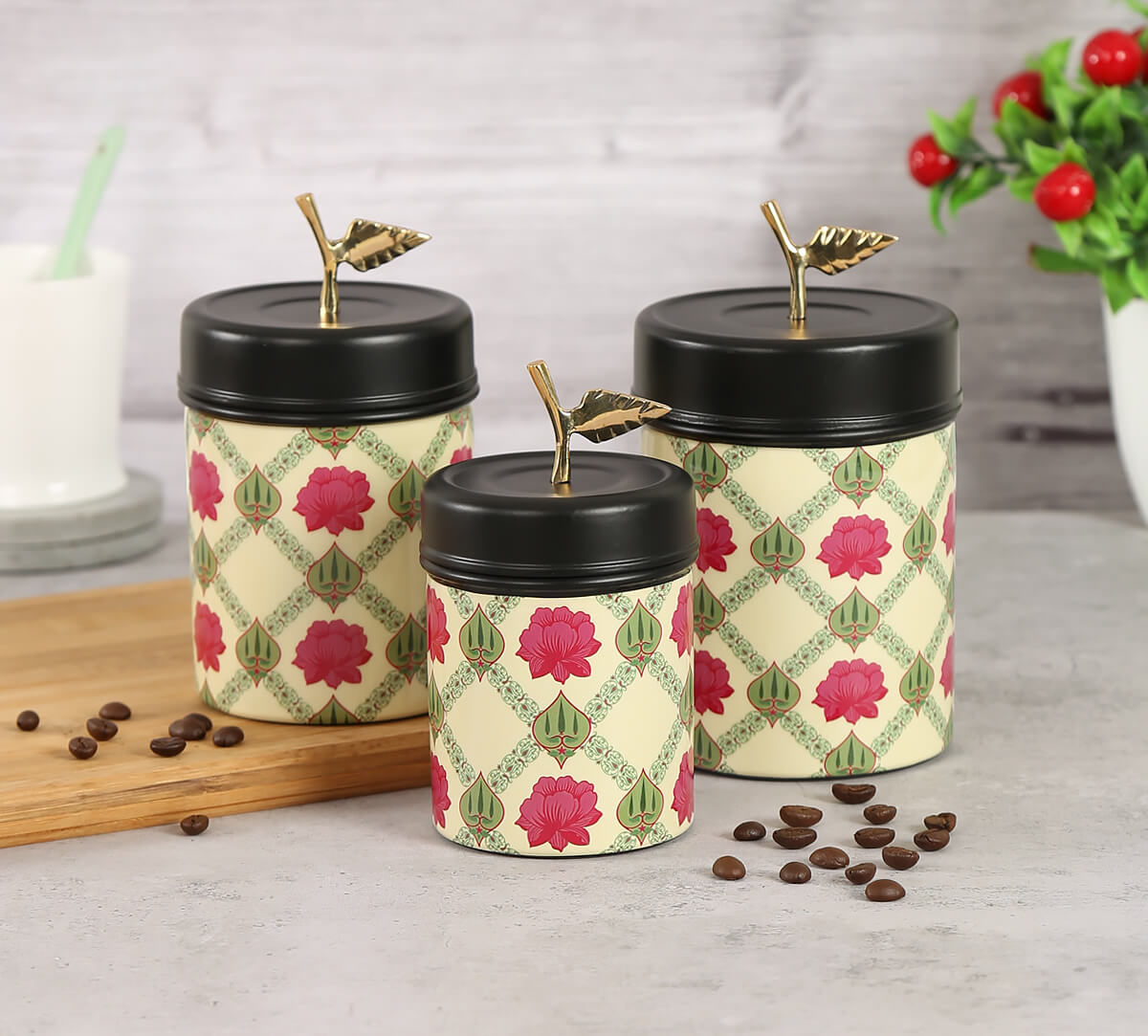 Conifered Lotus Symmetry Steel Container Set of 3