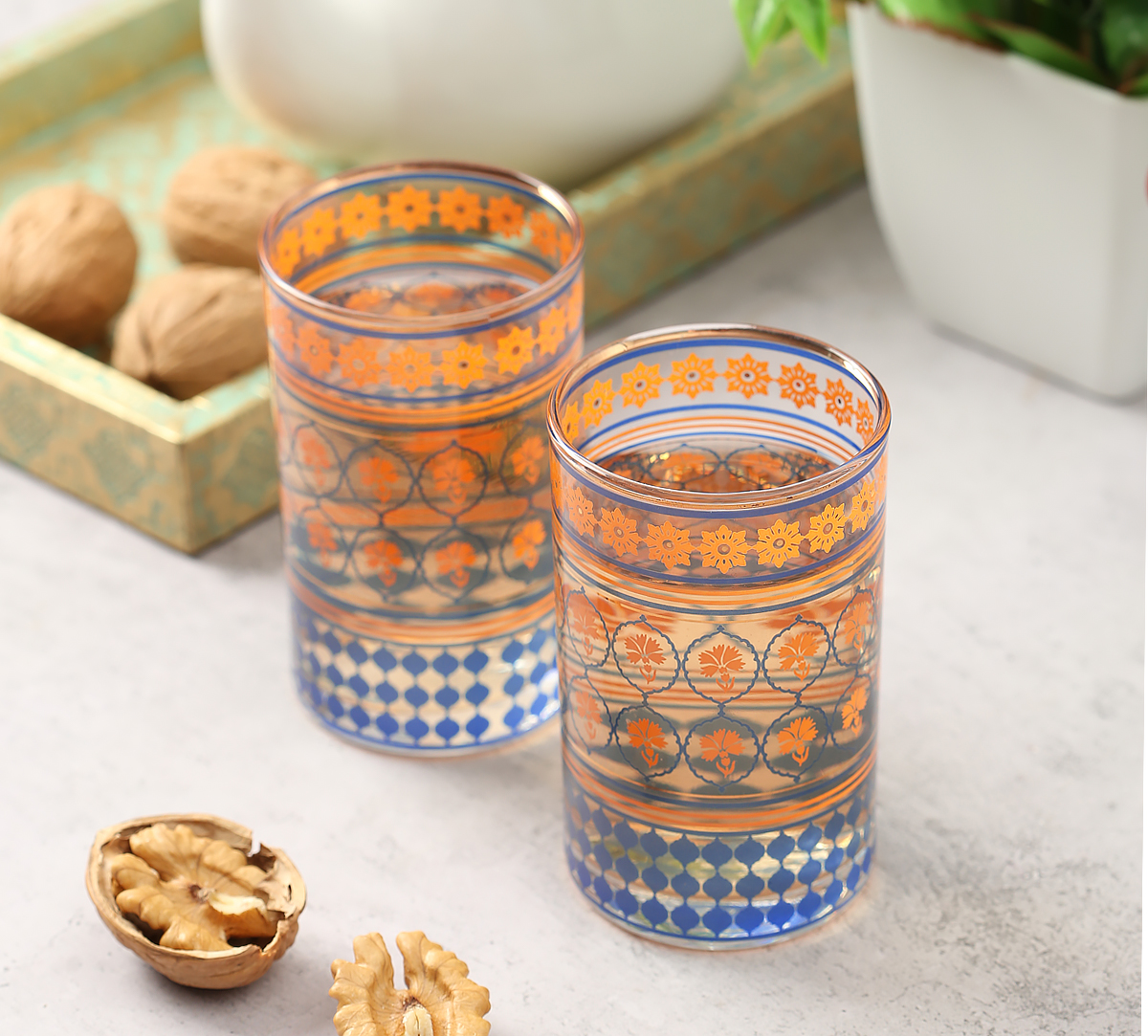 Floral Hypnosis Small Glass Tumbler (Set of 2)